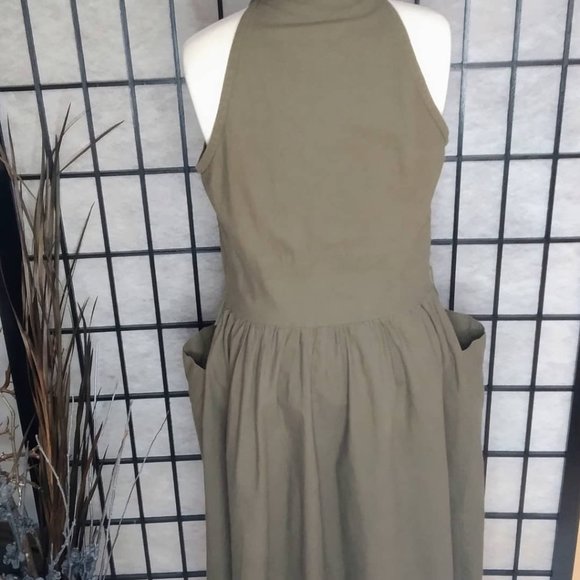 JAMIE Olive Green Button Down Dress w/Pockets Size Small - Picture 3 of 3